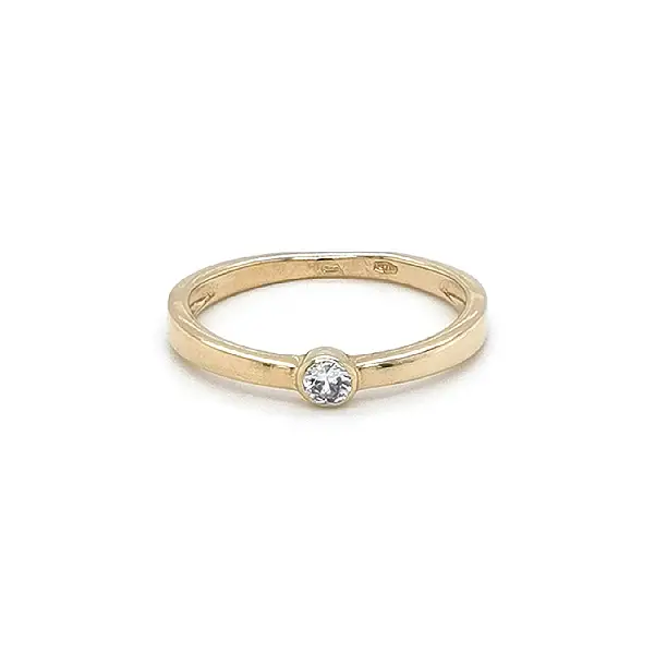 Gold Engagement Ring with Zircon