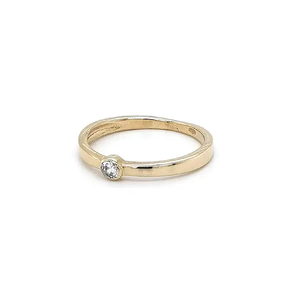 Gold Engagement Ring with Zircon