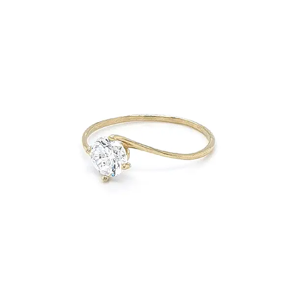 Gold Zircon Tooth Ring