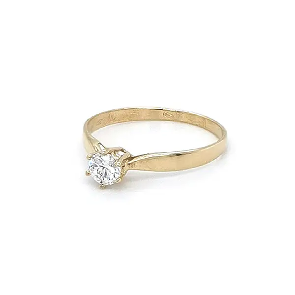 Gold Engagement Ring with Zircon