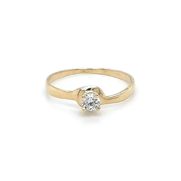 Gold Engagement Ring with Zircon