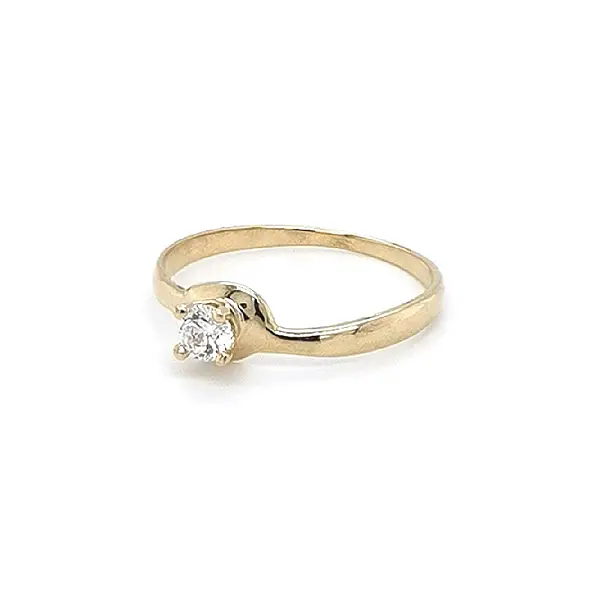 Gold Engagement Ring with Zircon