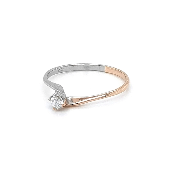 Engagement Ring with Zircon made of Combined Gold