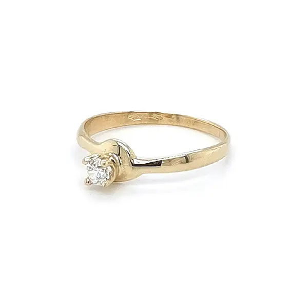 Gold Engagement Ring with Zircon