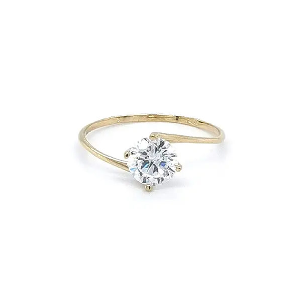 Gold Engagement Ring with Zircon