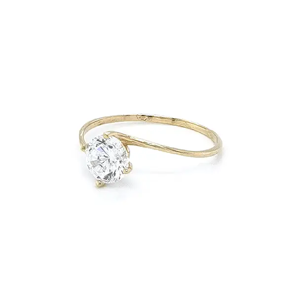 Gold Engagement Ring with Zircon