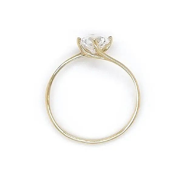 Gold Engagement Ring with Zircon