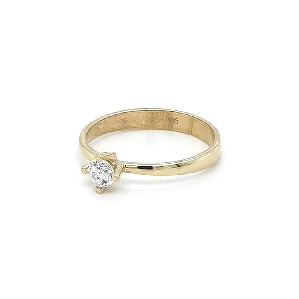 Gold Engagement Ring with Zircon