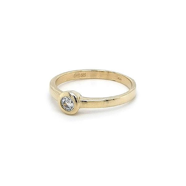 Gold Engagement Ring with Zircon