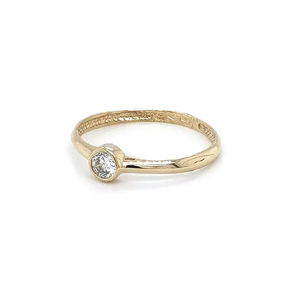 Gold Engagement Ring with Zircon