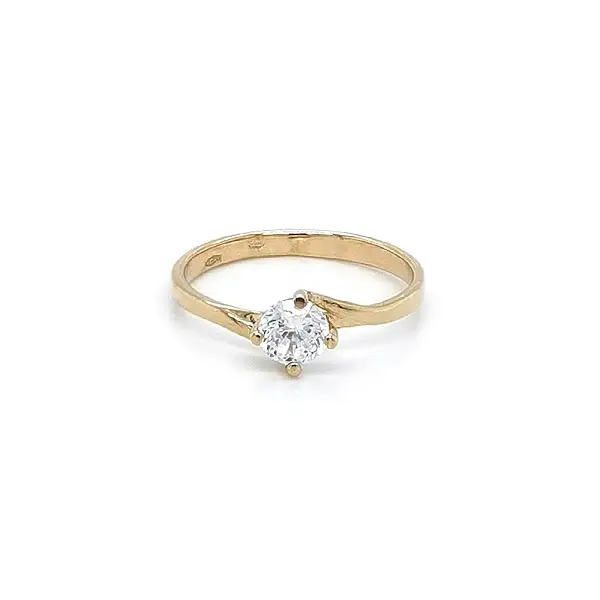 Gold Engagement Ring with Zircon
