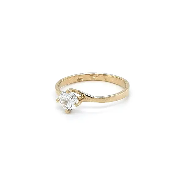 Gold Engagement Ring with Zircon