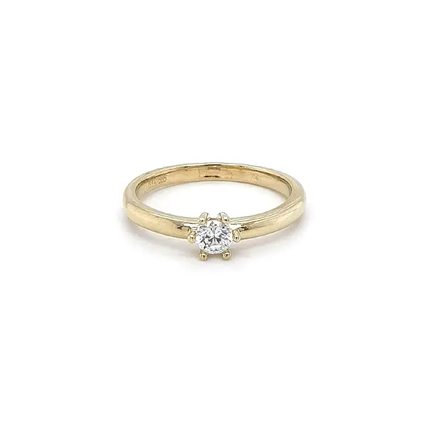 Gold Engagement Ring with Zircon