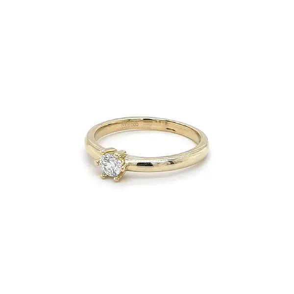 Gold Engagement Ring with Zircon