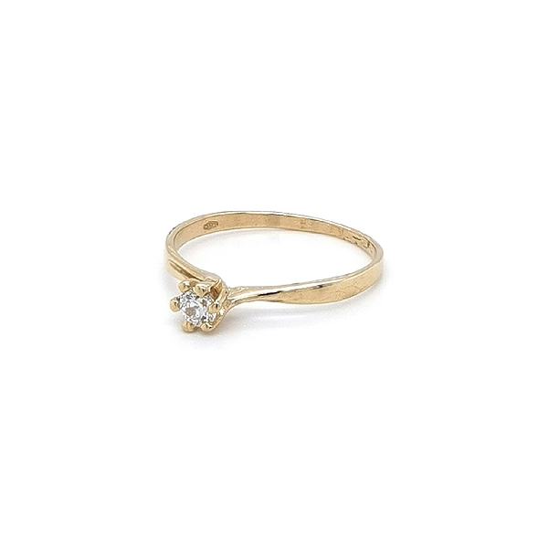 Gold Engagement Ring with Zircon