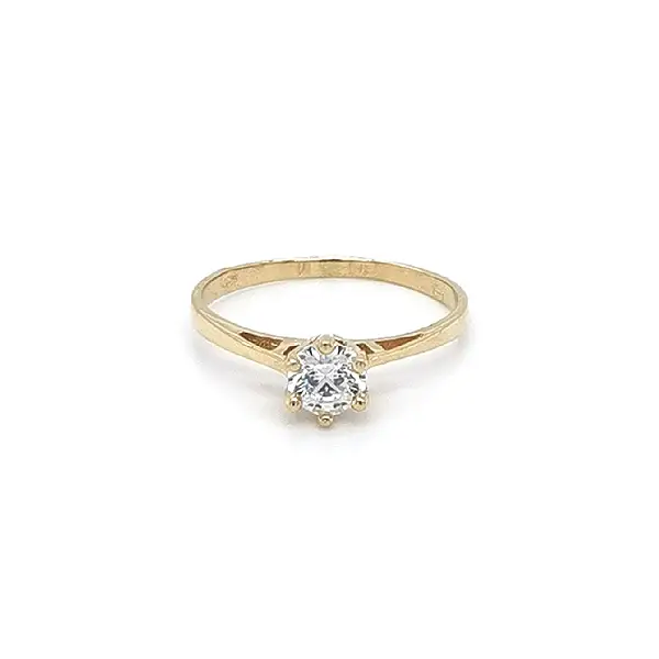 Gold Engagement Ring with Zircon