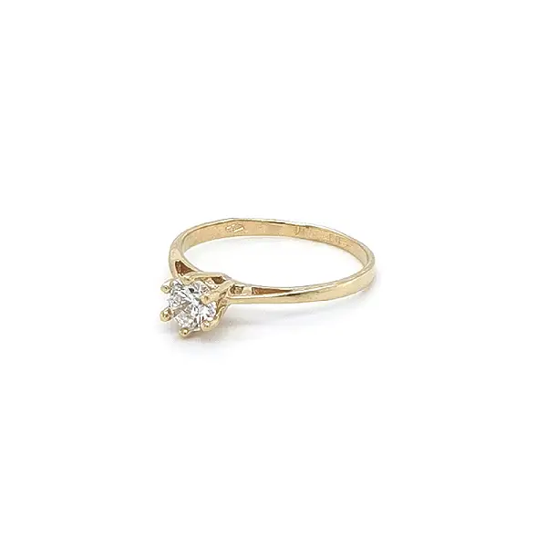 Gold Engagement Ring with Zircon