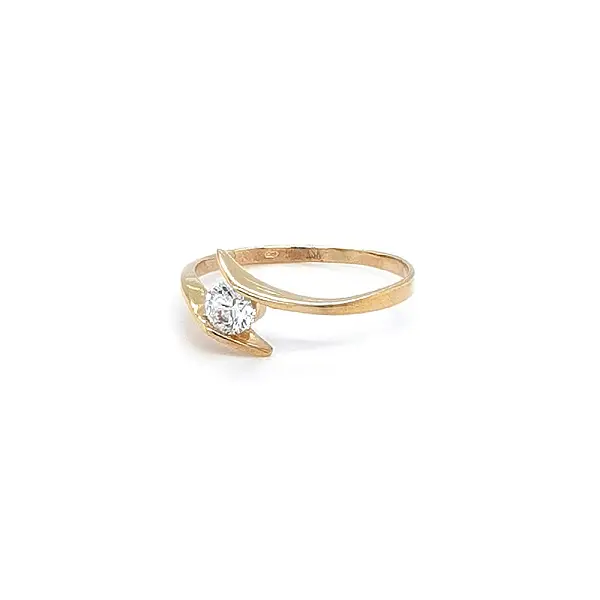 Gold Engagement Ring with Zircon