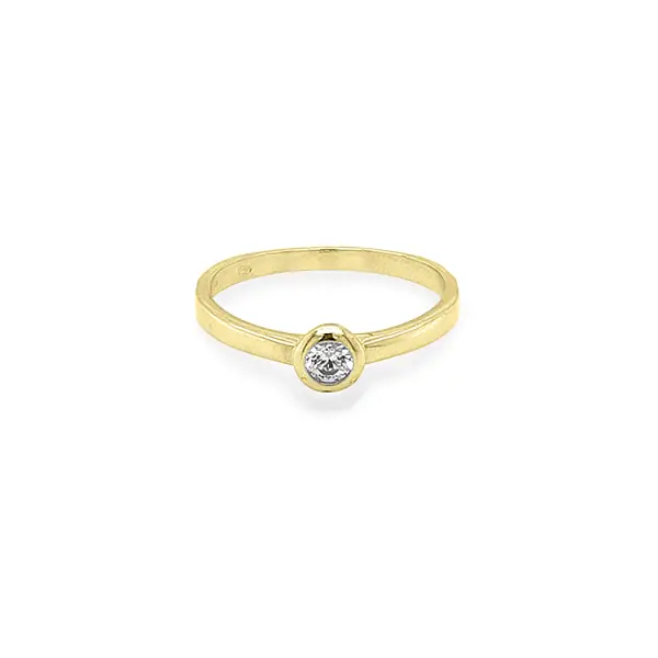 Gold Engagement Ring with Zircon