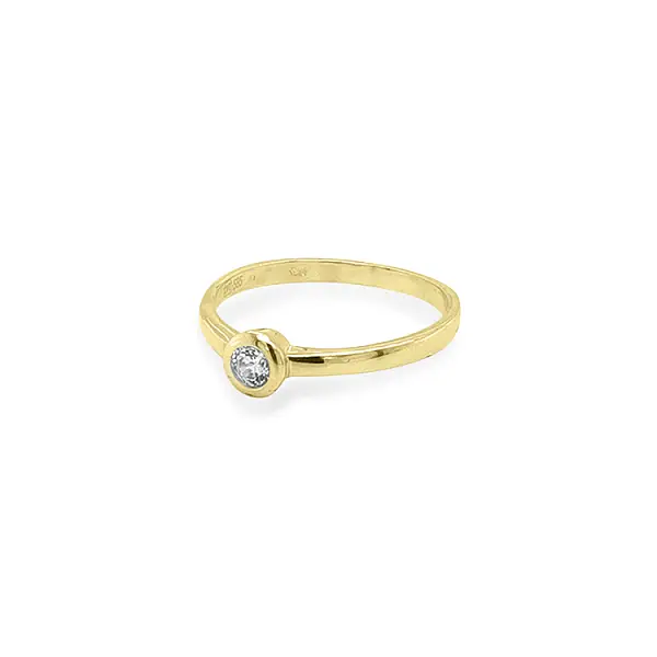 Gold Engagement Ring with Zircon