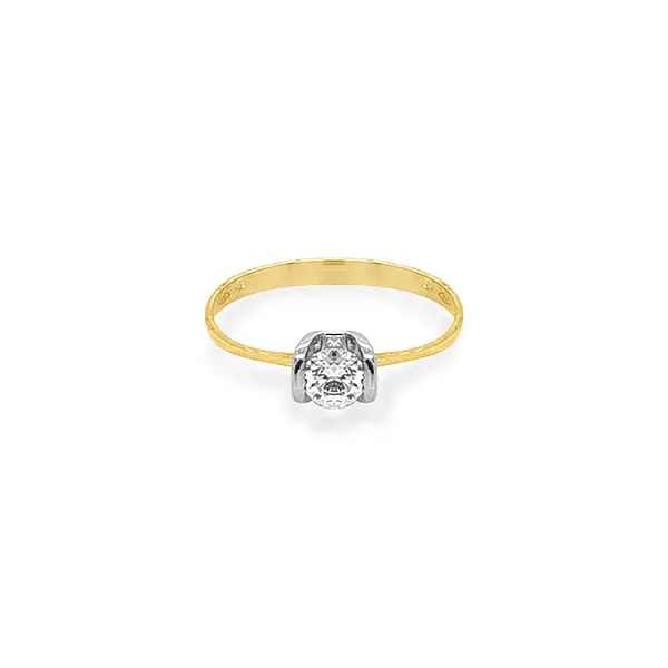 Gold Engagement Ring with Zircon
