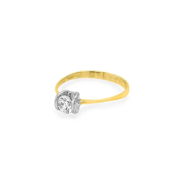 Gold Engagement Ring with Zircon