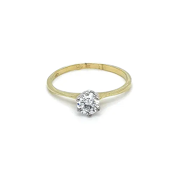 Engagement Ring with Zircon made of Combined Gold
