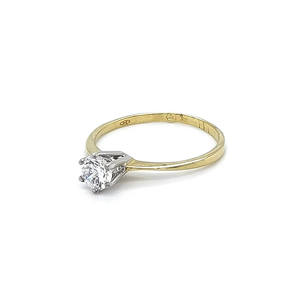 Engagement Ring with Zircon made of Combined Gold