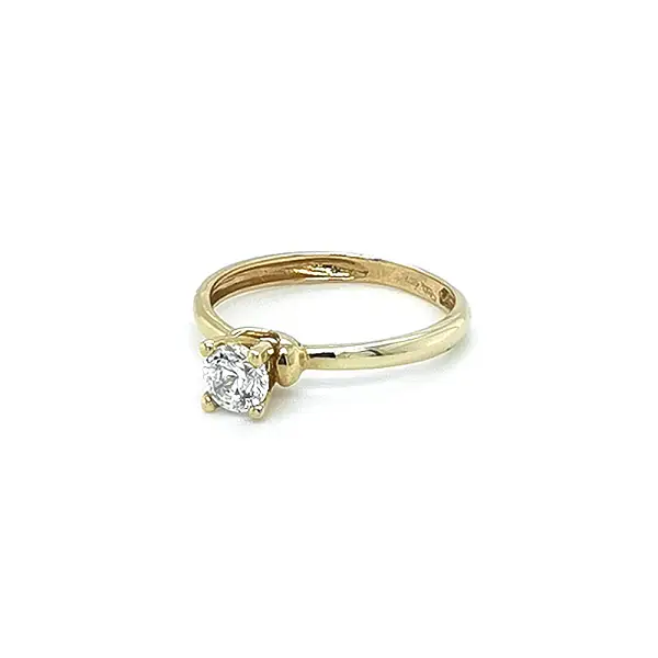Gold Engagement Ring with Zircon