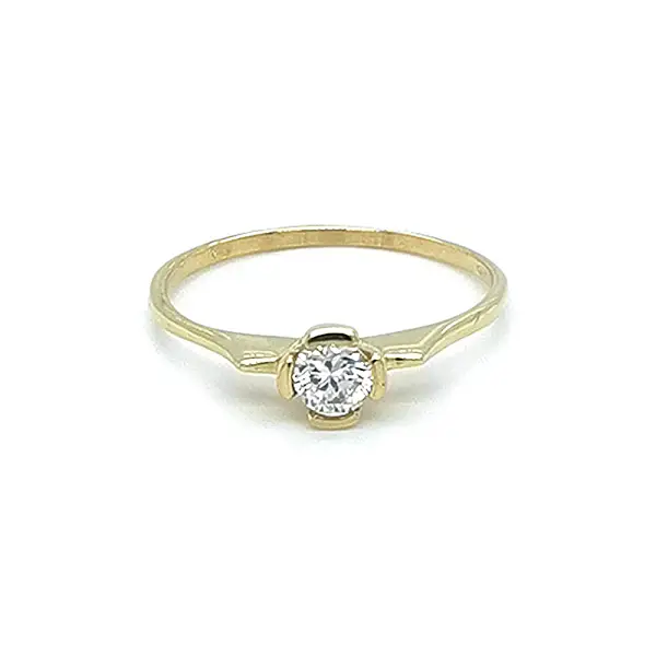 Gold Engagement Ring with Zircon