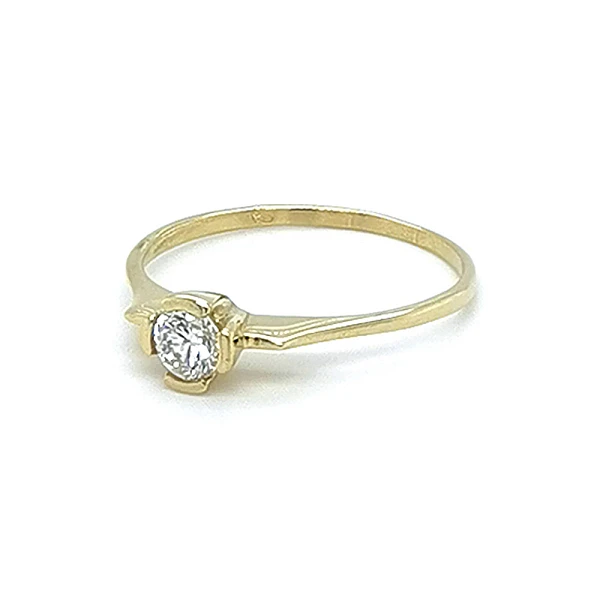 Gold Engagement Ring with Zircon