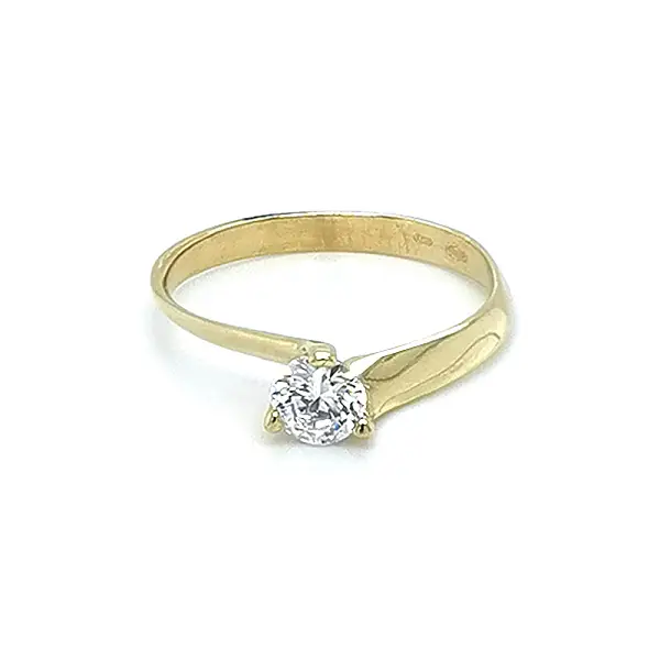 Gold Engagement Ring with Zircon