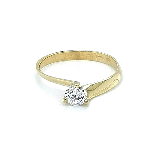 Gold Engagement Ring with Zircon