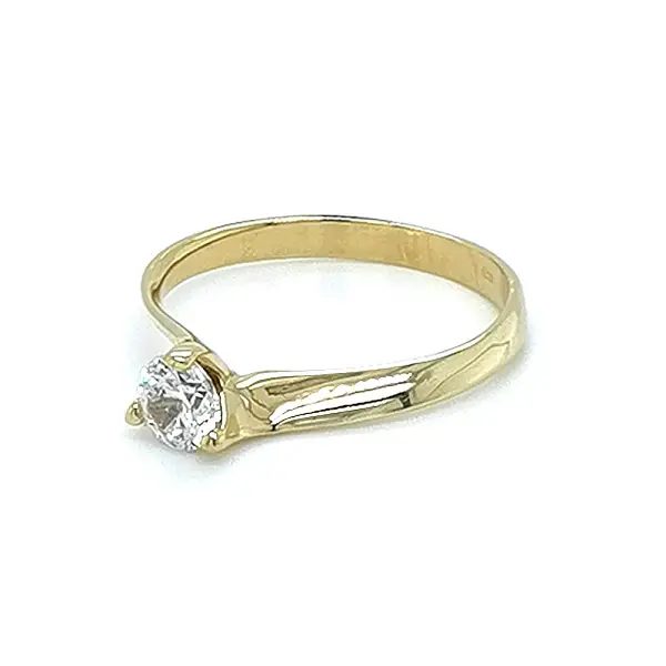 Gold Engagement Ring with Zircon