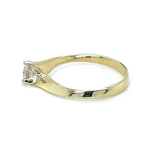 Gold Engagement Ring with Zircon