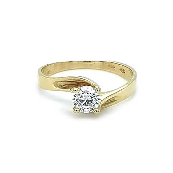 Gold Engagement Ring with Zircon