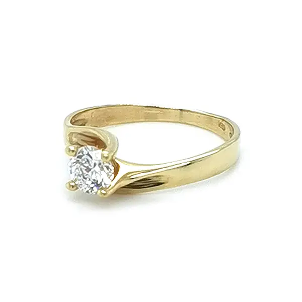 Gold Engagement Ring with Zircon