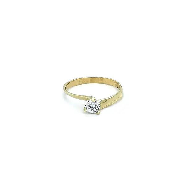 Gold Engagement Ring with Zircon