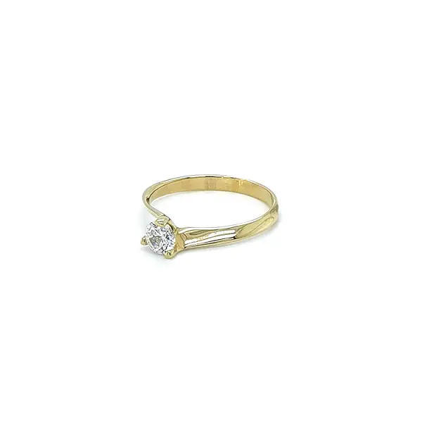 Gold Engagement Ring with Zircon