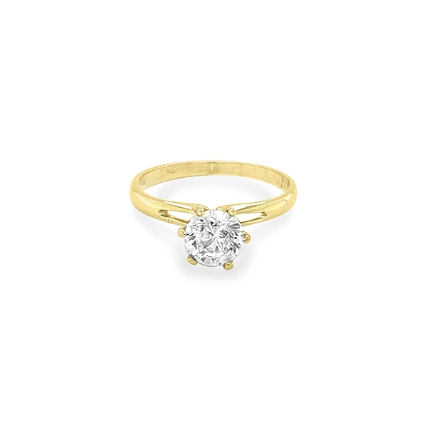 Gold Engagement Ring with Zircon