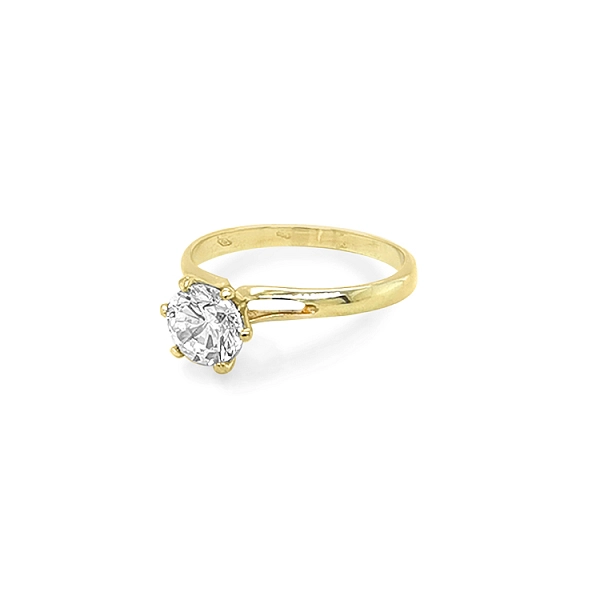 Gold Engagement Ring with Zircon