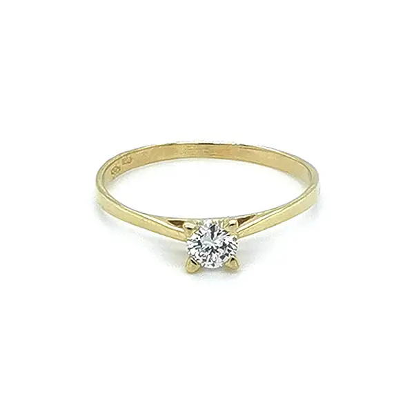 Gold Engagement Ring with Zircon