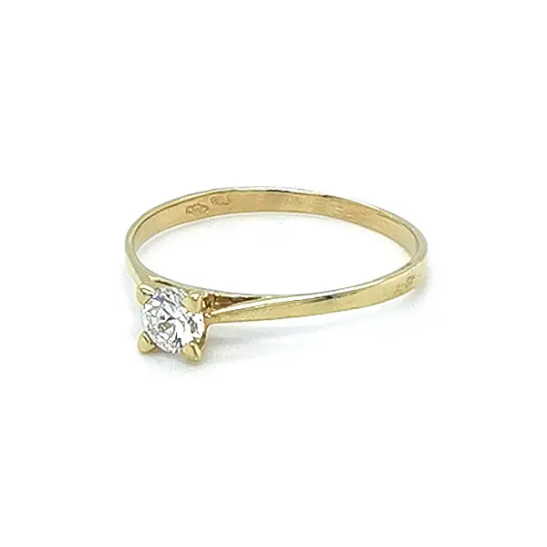 Gold Engagement Ring with Zircon
