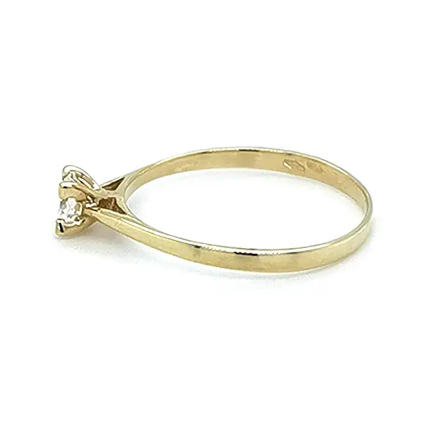 Gold Engagement Ring with Zircon