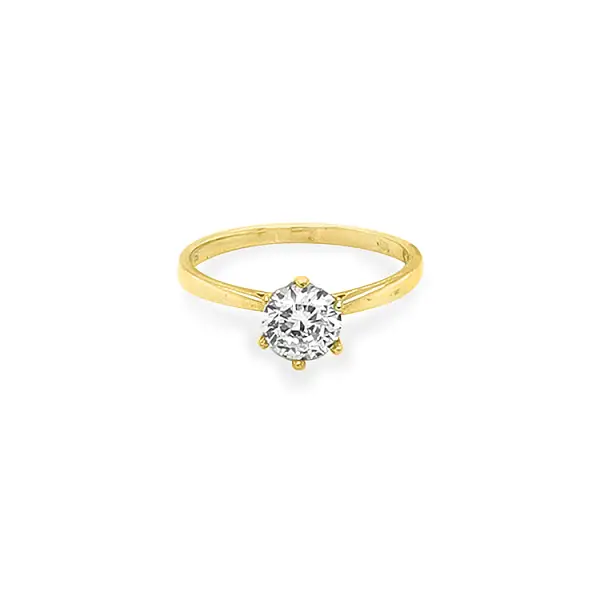 Gold Engagement Ring with Zircon