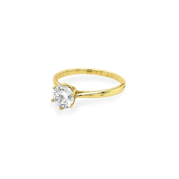 Gold Engagement Ring with Zircon