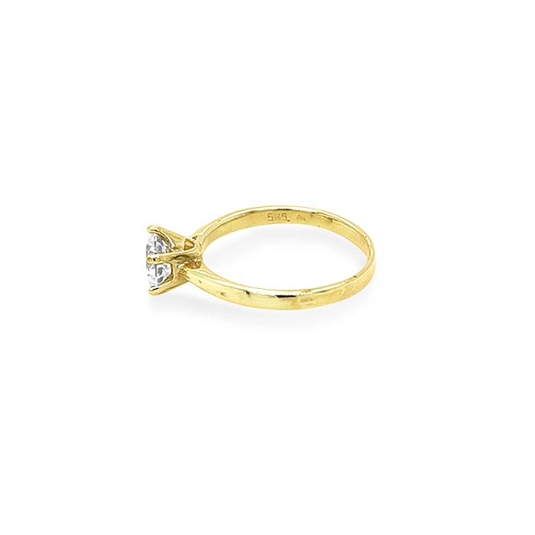 Gold Engagement Ring with Zircon