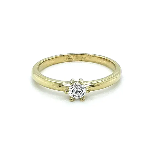 Gold Engagement Ring with Zircon