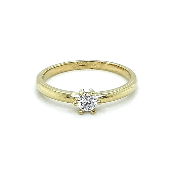 Gold Engagement Ring with Zircon