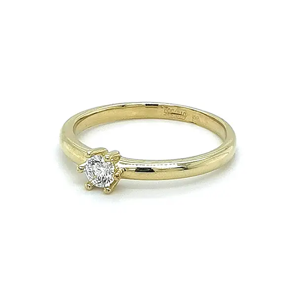 Gold Engagement Ring with Zircon